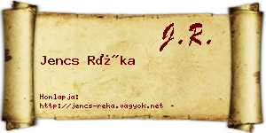 Jencs Réka névjegykártya